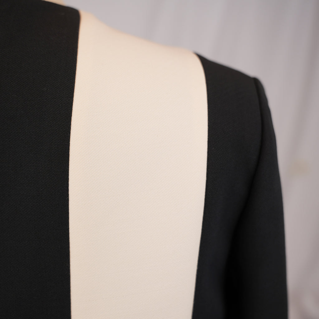 Christian Dior Abito Donna Nero e Bianco in Lana e Seta Vestito Elegante Maniche Lunghe Made in Italy