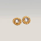 Chanel Orecchini a Clip Vintage in Lega Metallica Dorata con Grande Strass Centrale