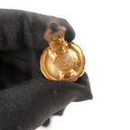 Chanel Orecchini a Clip Vintage in Lega Metallica Dorata con Grande Strass Centrale