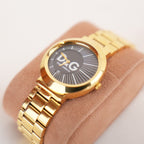 Dolce & Gabbana D&G Time Rockabilly Orologio Vintage con Quadrante Nero e Bracciale Dorato
