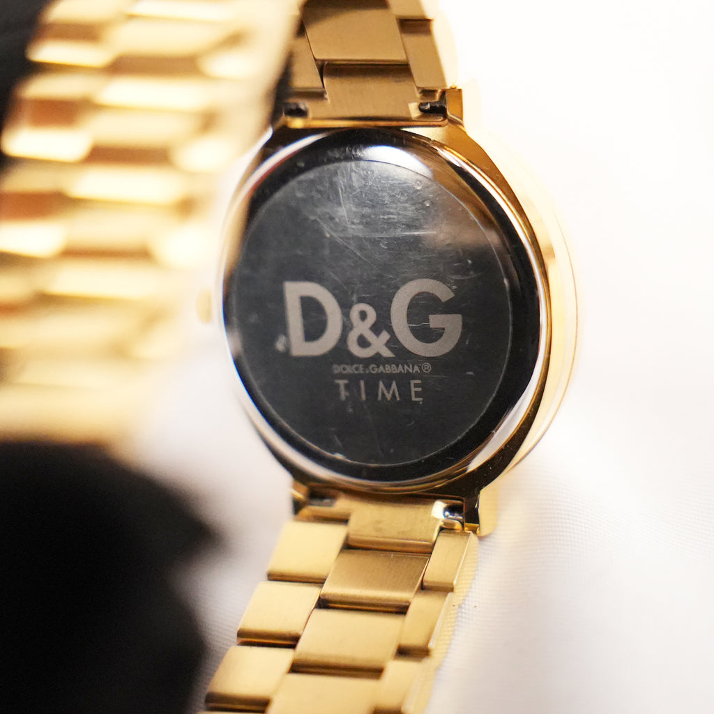 Dolce & Gabbana D&G Time Rockabilly Orologio Vintage con Quadrante Nero e Bracciale Dorato
