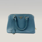 Prada Promenade Blue Saffiano Leather Tote Bag Gold-Tone Hardware