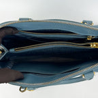 Prada Promenade Blue Saffiano Leather Tote Bag Gold-Tone Hardware