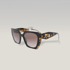 Prada PR 15WS Black & Tortoise Cat-Eye Sunglasses Gradient Brown Lenses