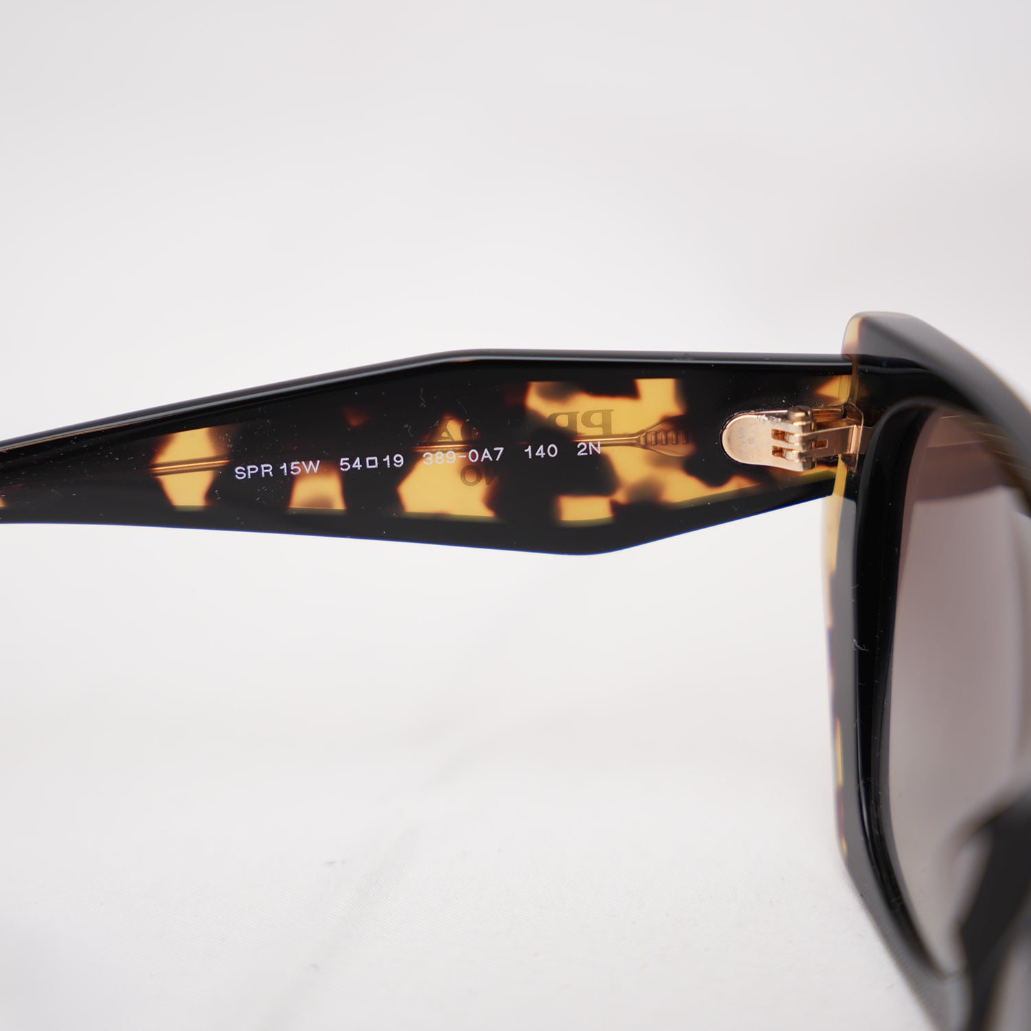 Prada PR 15WS Black & Tortoise Cat-Eye Sunglasses Gradient Brown Lenses