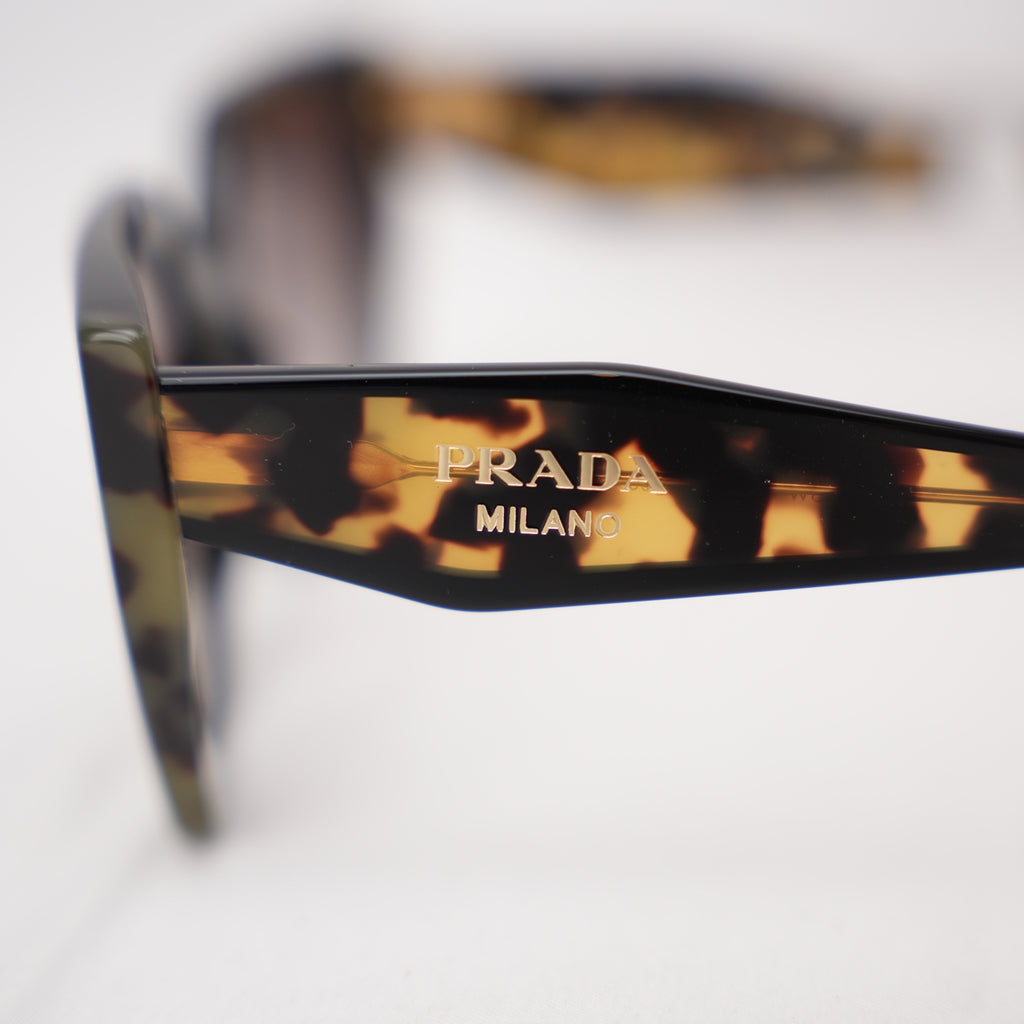Prada PR 15WS Black & Tortoise Cat-Eye Sunglasses Gradient Brown Lenses