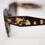 Prada PR 15WS Black & Tortoise Cat-Eye Sunglasses Gradient Brown Lenses
