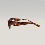 Prada Symbole Tortoise Rectangular Sunglasses in Havana Brown Acetate