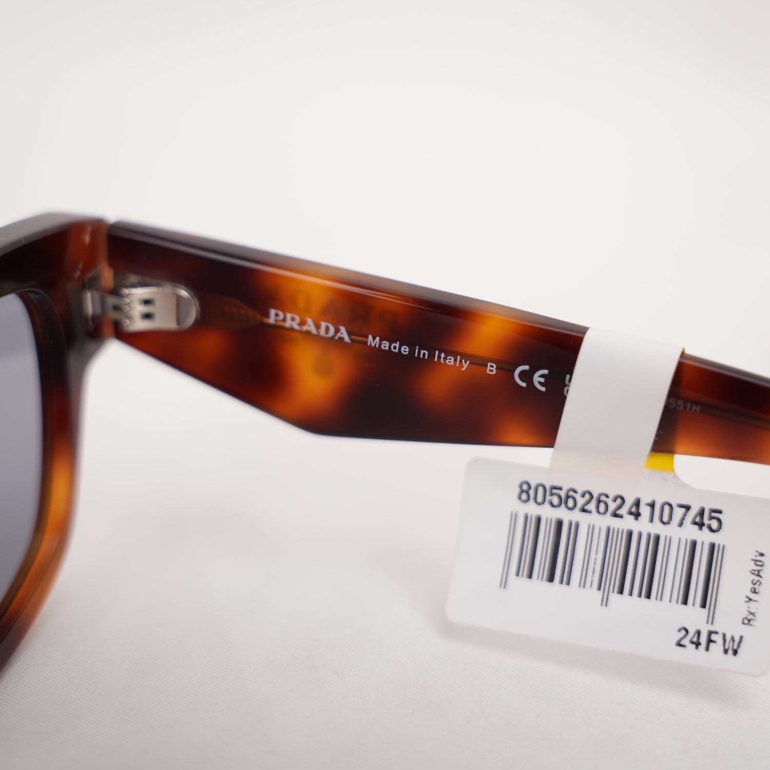 Prada Symbole Tortoise Rectangular Sunglasses in Havana Brown Acetate