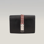 Prada Elektra Saffiano Leather Studded Shoulder Bag Black
