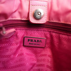 Prada Tessuto Borsa a Spalla Rosa in Nylon con Dettagli in Pelle