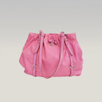 Prada Tessuto Borsa a Spalla Rosa in Nylon con Dettagli in Pelle