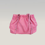 Prada Tessuto Borsa a Spalla Rosa in Nylon con Dettagli in Pelle