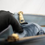 Prada Galleria Grande in Pelle Saffiano Azzurra con Logo Triangolo