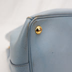 Prada Galleria Grande in Pelle Saffiano Azzurra con Logo Triangolo