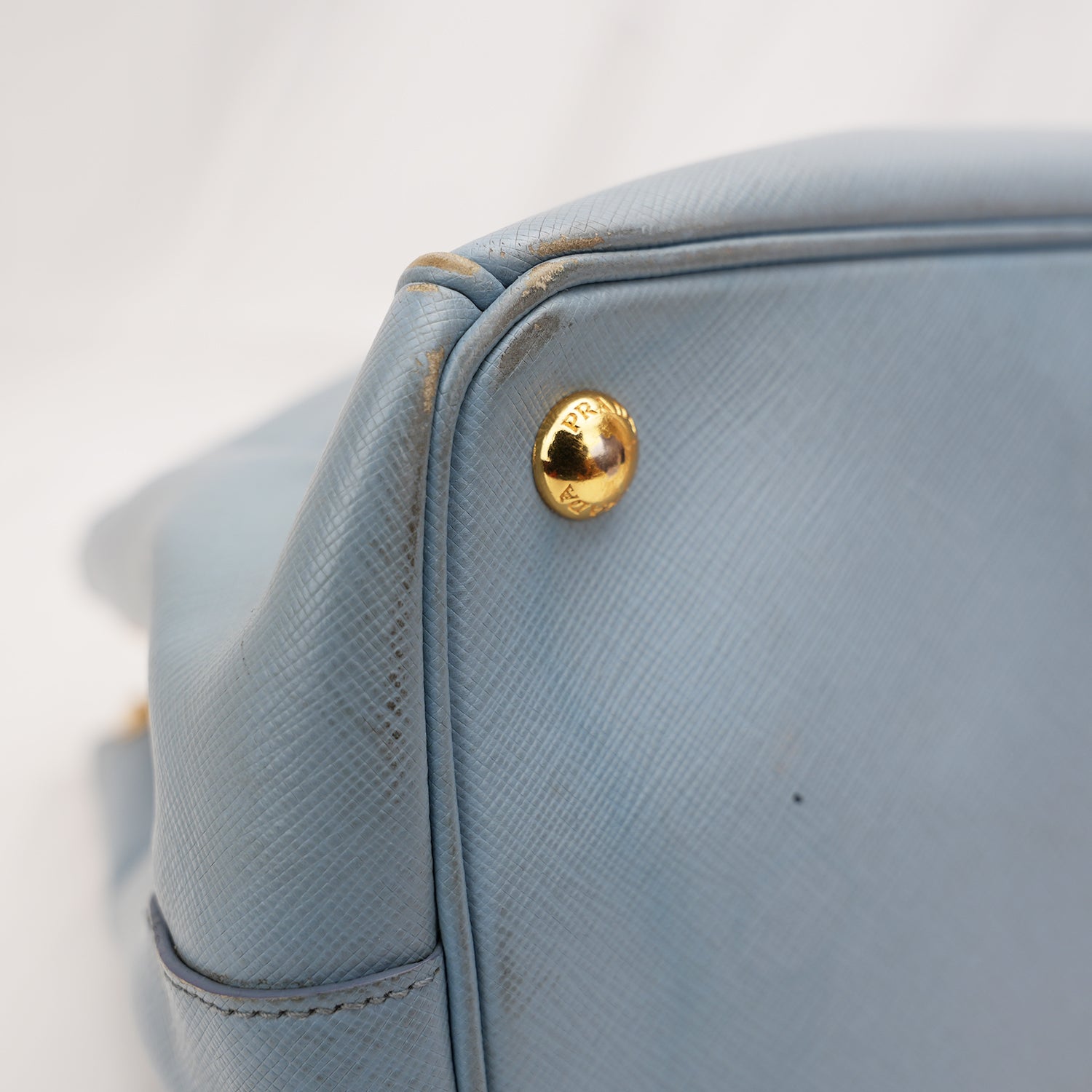 Prada Galleria Grande in Pelle Saffiano Azzurra con Logo Triangolo