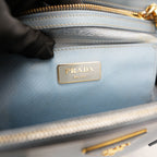 Prada Galleria Grande in Pelle Saffiano Azzurra con Logo Triangolo