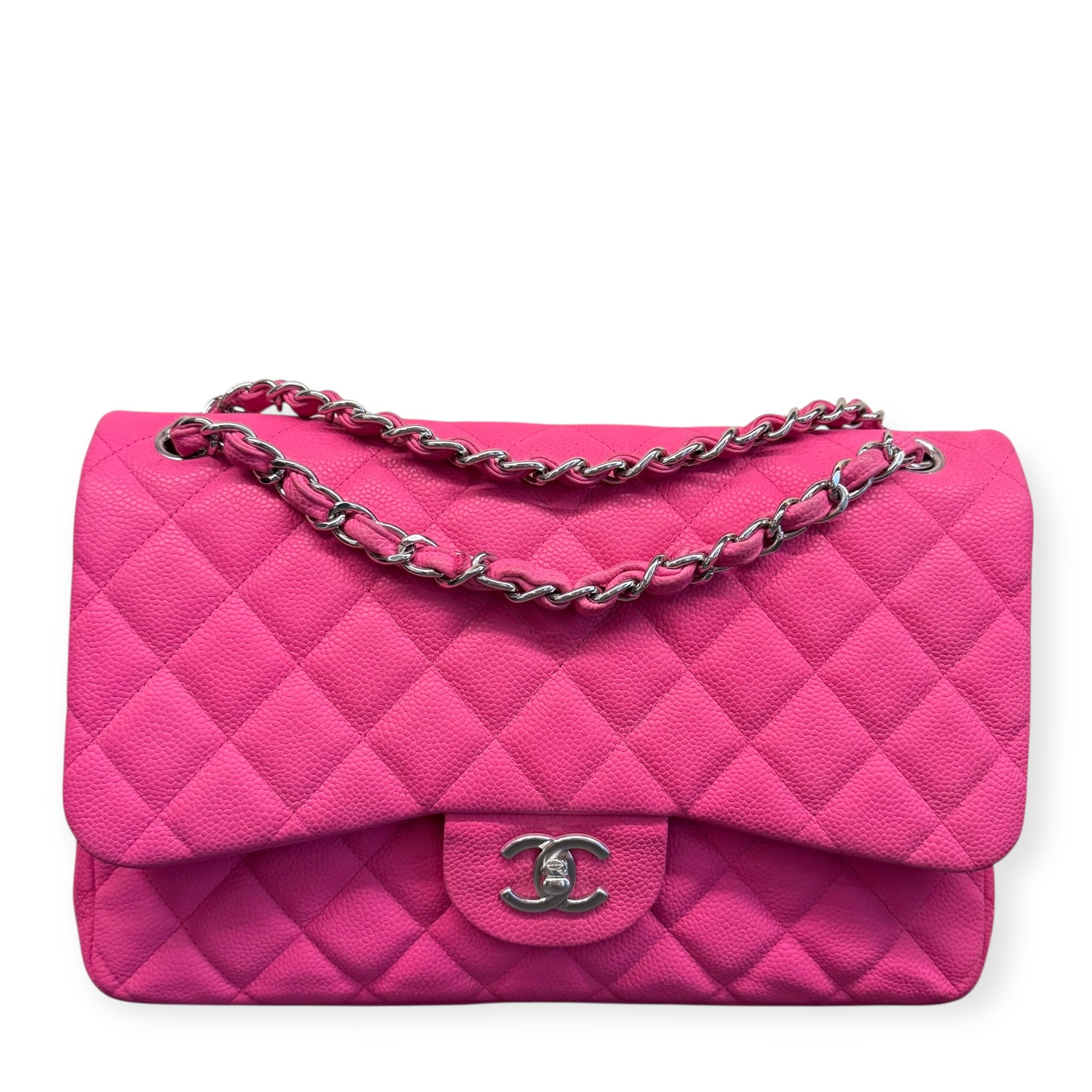 Chanel Pink Jumbo Classic Caviar Double Flap Bag