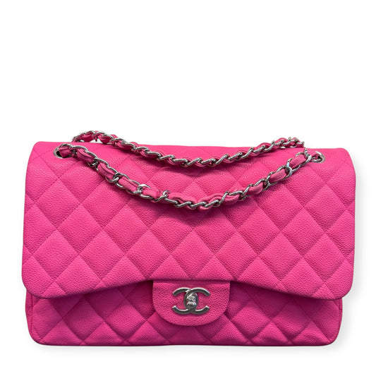 Chanel Pink Jumbo Classic Caviar Double Flap Bag
