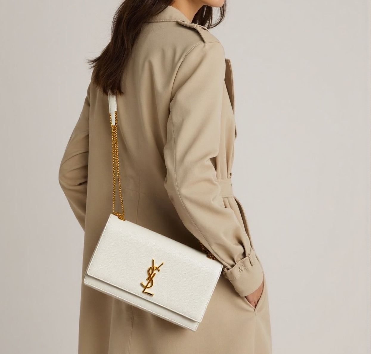 Saint Laurent Kate Medium – Borsa a Spalla Bianca