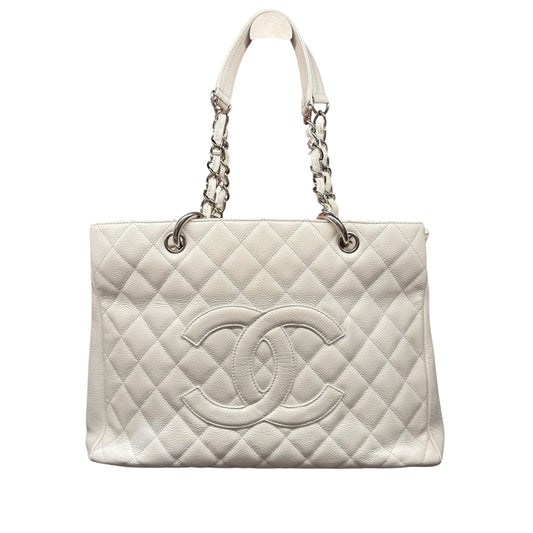 Chanel Caviar Quilted Grand Shopping Tote GST White