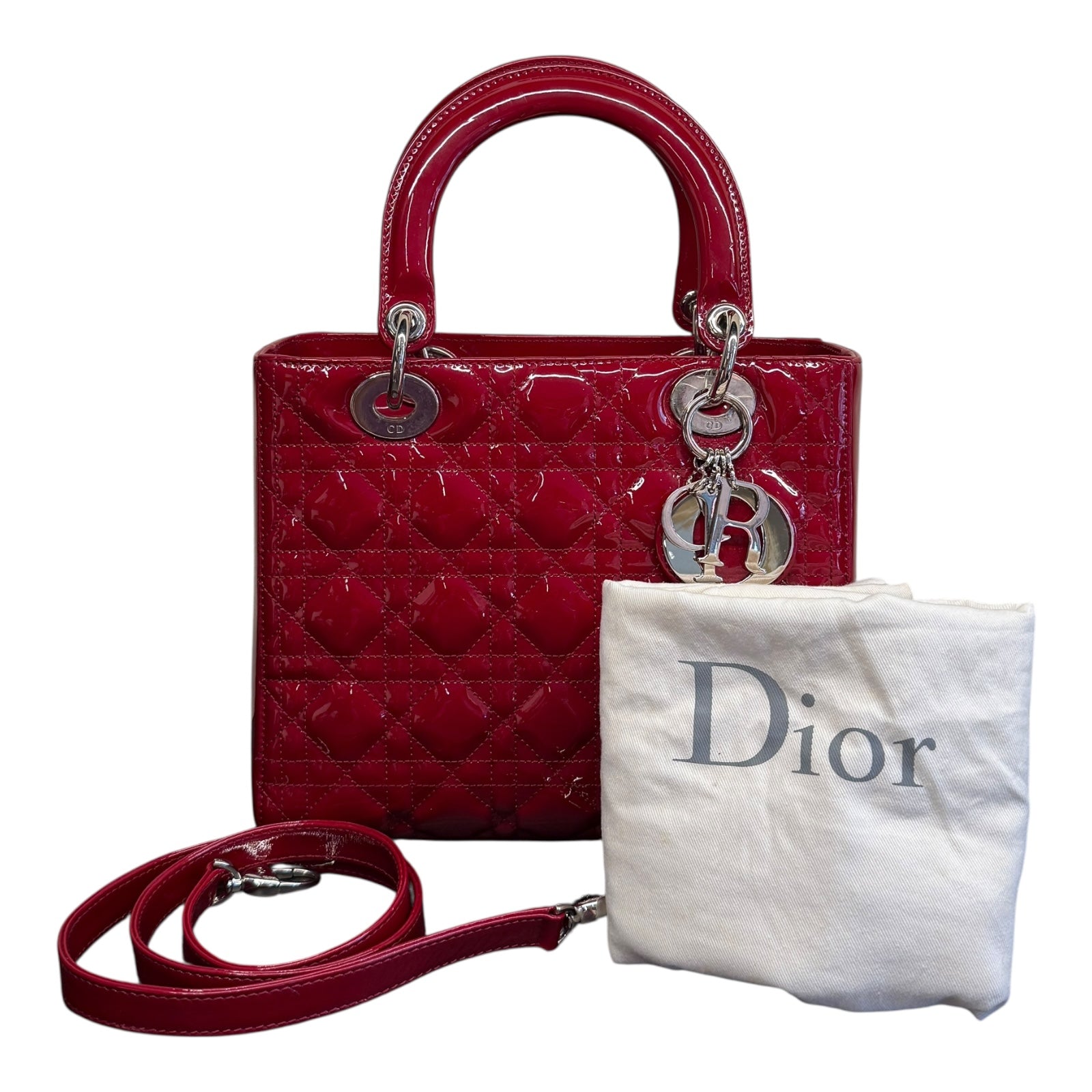 Christian Dior Patent Leather  Lady Dior Bag