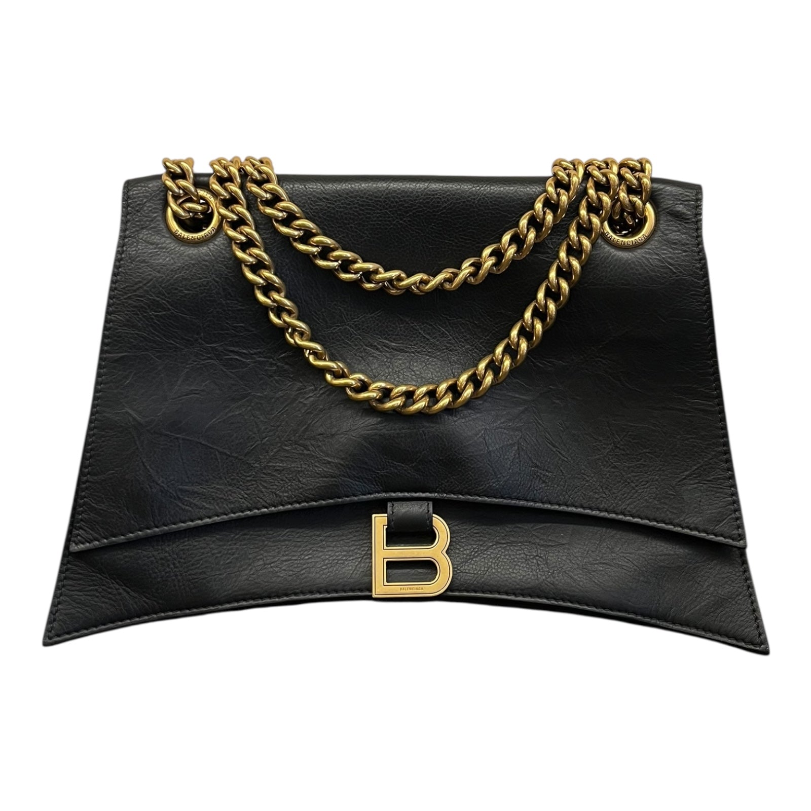 Balenciaga Crush Large Shoulder Bag with Gold Chain