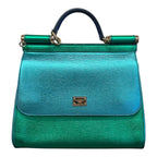 Dolce&Gabbana Borsa A Spalla Sicily In Blu E Verde Iridescente