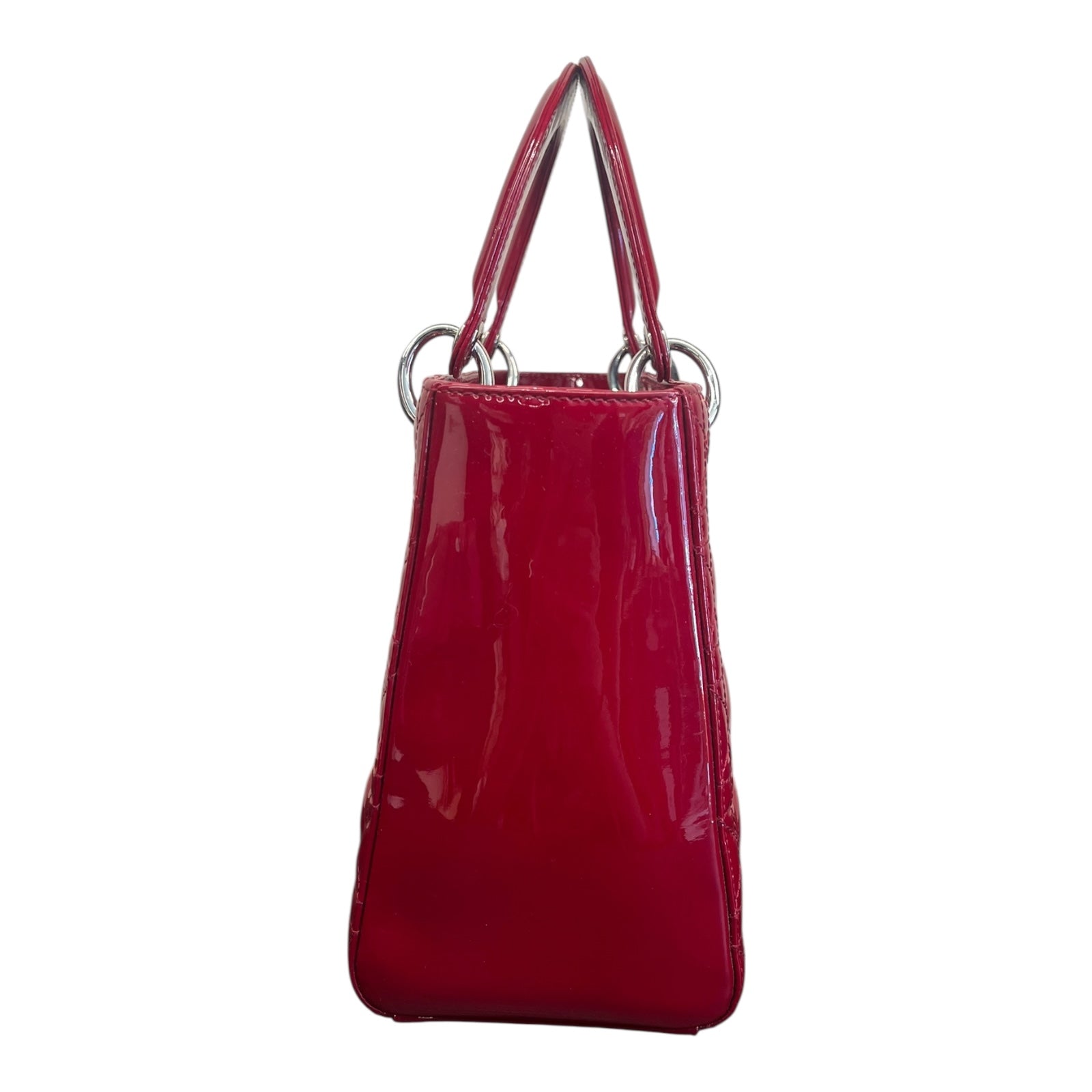 Dior Lady Dior Hand bag with patent red leather small size