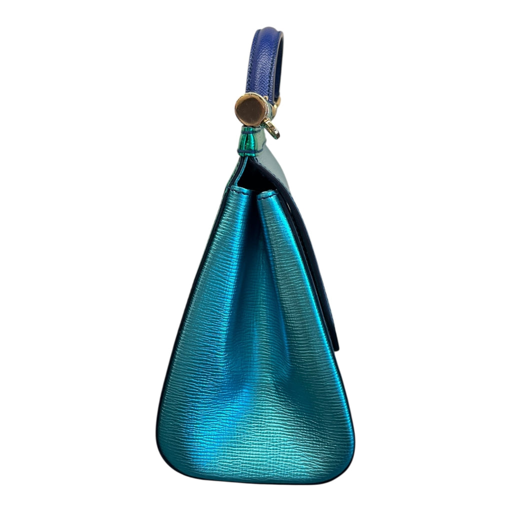 Dolce&Gabbana Borsa A Spalla Sicily In Blu E Verde Iridescente