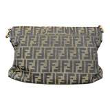 Fendi Brown FF Canvas Baguette Shoulder Bag with Tortoiseshell Buckle