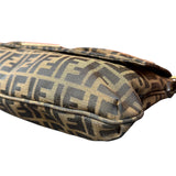 Fendi Brown FF Canvas Baguette Shoulder Bag with Tortoiseshell Buckle