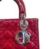 Dior Lady Dior Hand bag with patent red leather small size