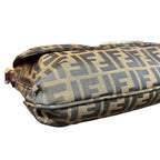 Fendi Baguette – Borsa a Spalla in Tela FF Marrone con Fibbia Effetto Tartaruga