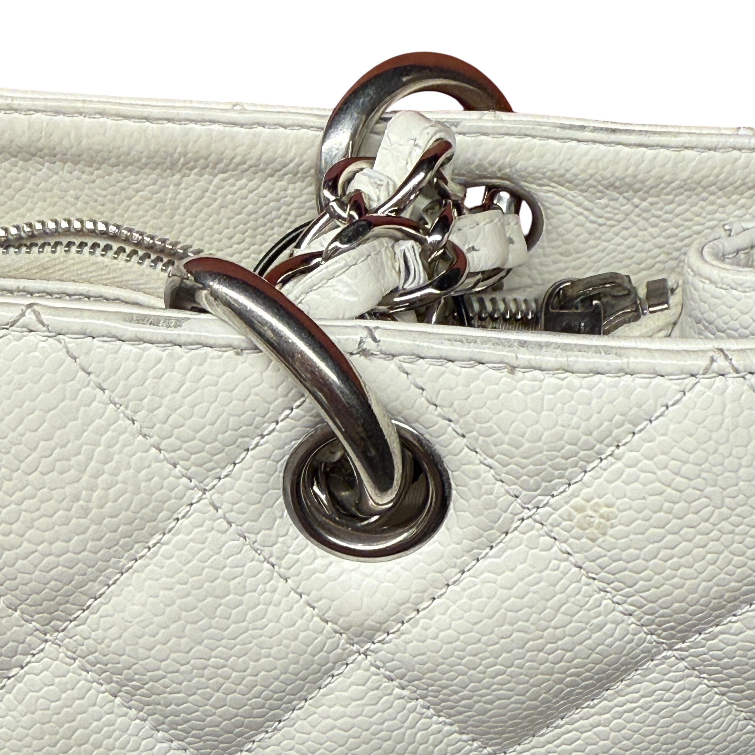 Chanel Caviar Quilted Grand Shopping Tote GST White