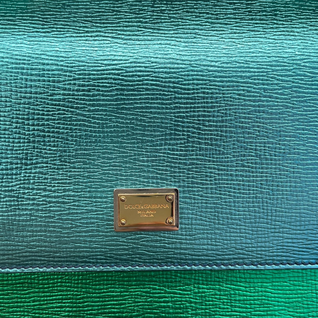 Dolce&Gabbana Borsa A Spalla Sicily In Blu E Verde Iridescente