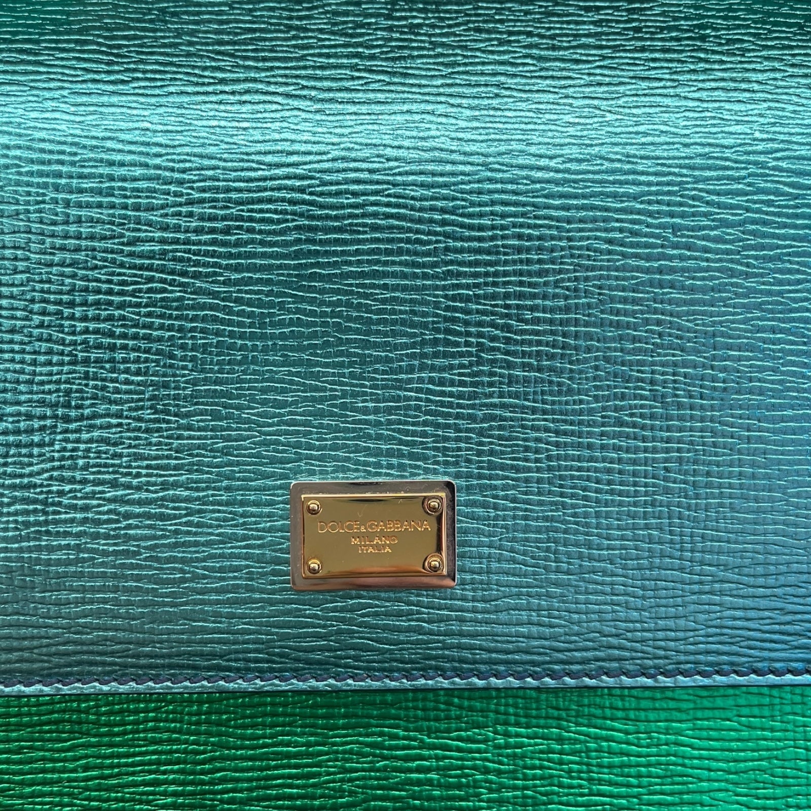 Dolce&Gabbana Borsa A Spalla Sicily In Blu E Verde Iridescente