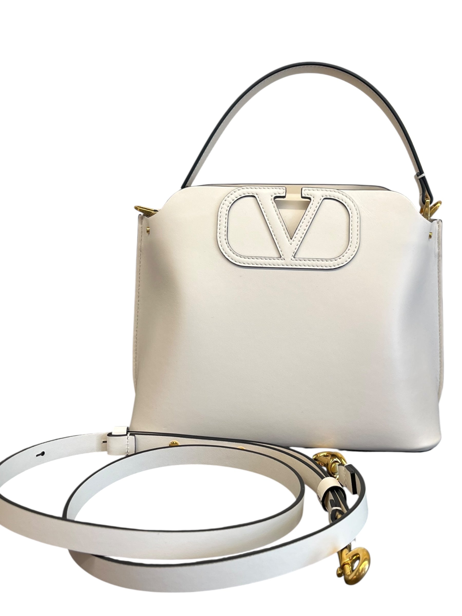 Valentino White hand Bag with Body strap