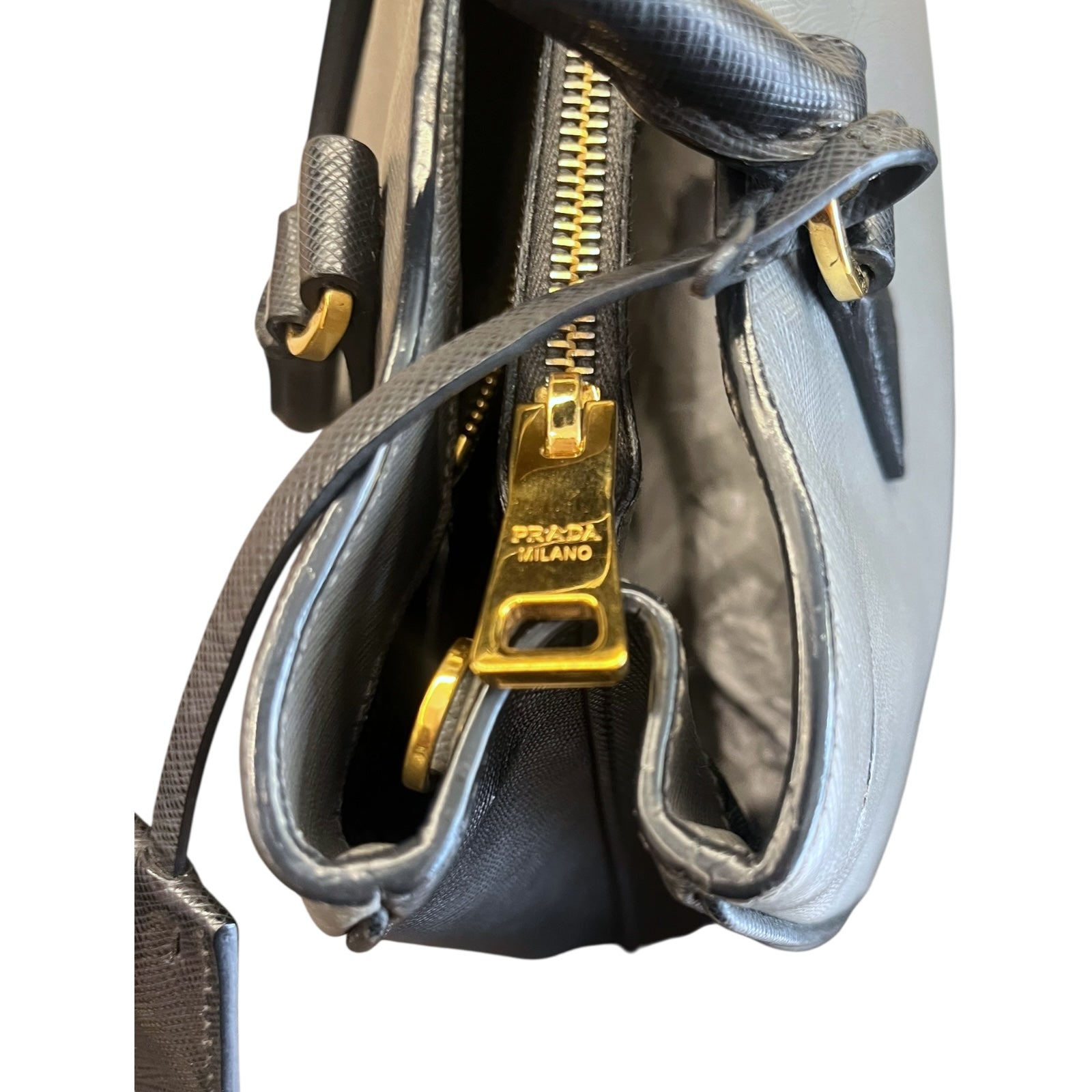 Prada Galleria Shoulder Bag in Grey and Black color Medium size