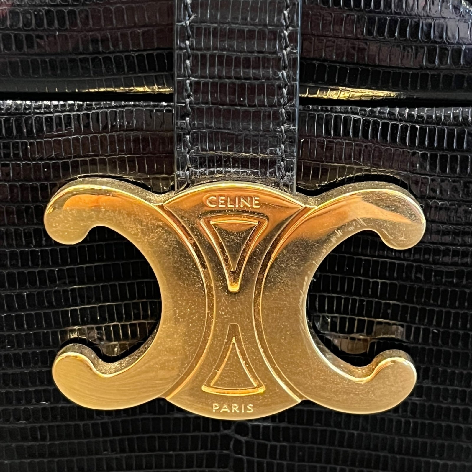 Celine Box Triomphe-Borsa A Mano In Pelle Lucertola