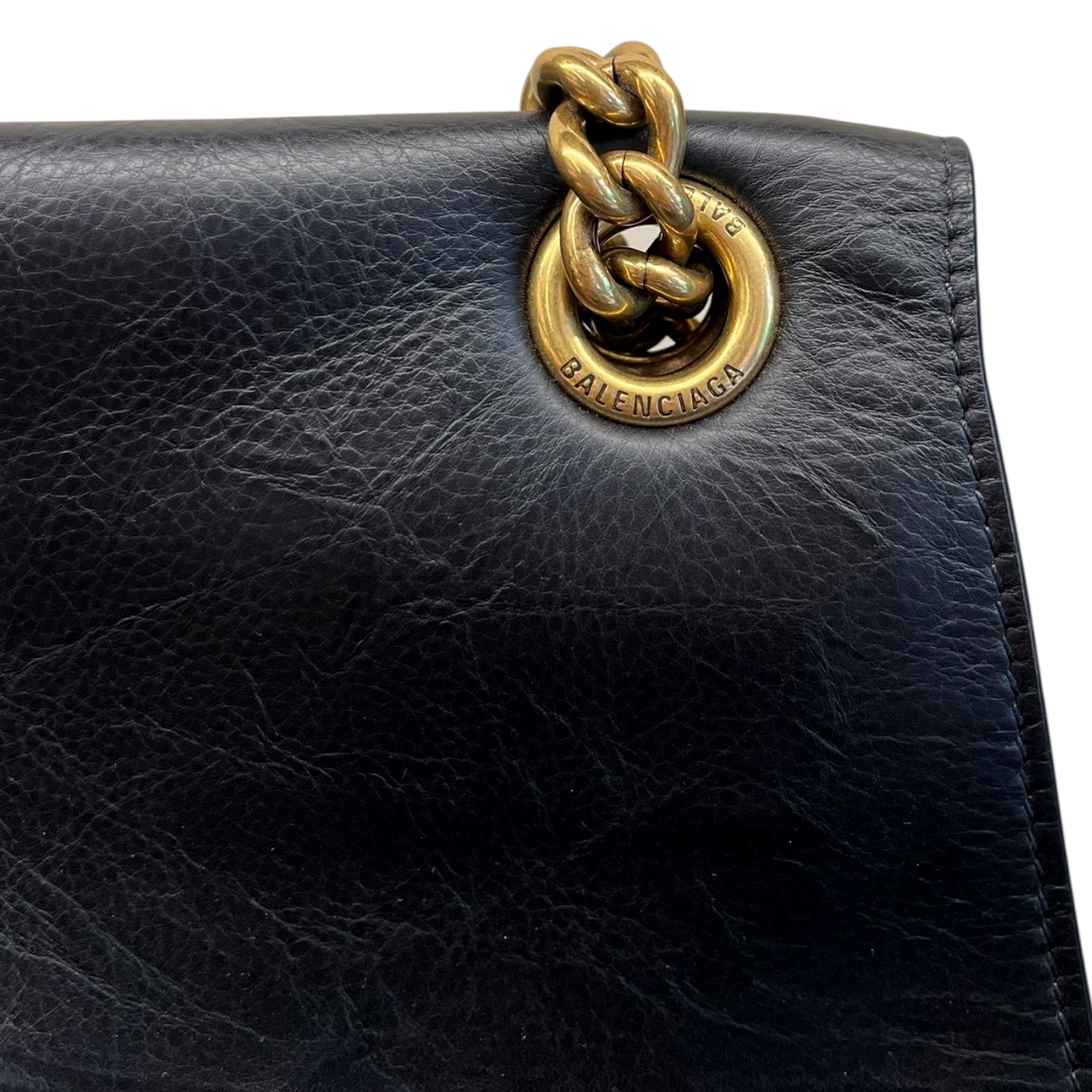 Balenciaga Crush Large Shoulder Bag with Gold Chain