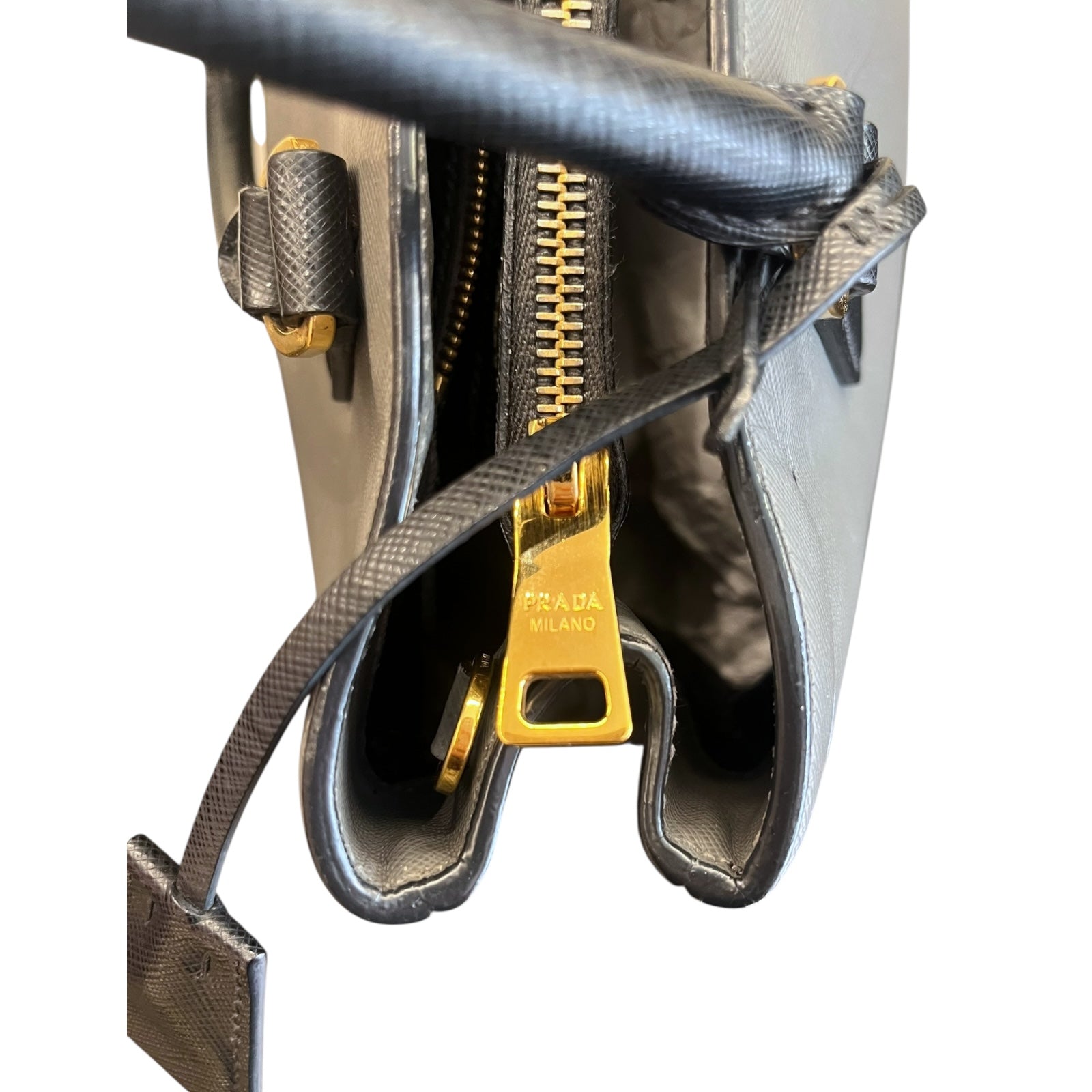 Prada Galleria Shoulder Bag in Grey and Black color Medium size