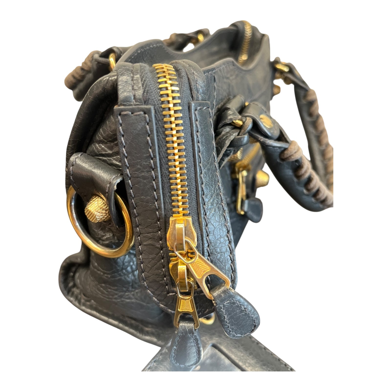 Balenciaga mini city bag in dark grey with gold hardware