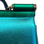 Dolce&Gabbana Borsa A Spalla Sicily In Blu E Verde Iridescente