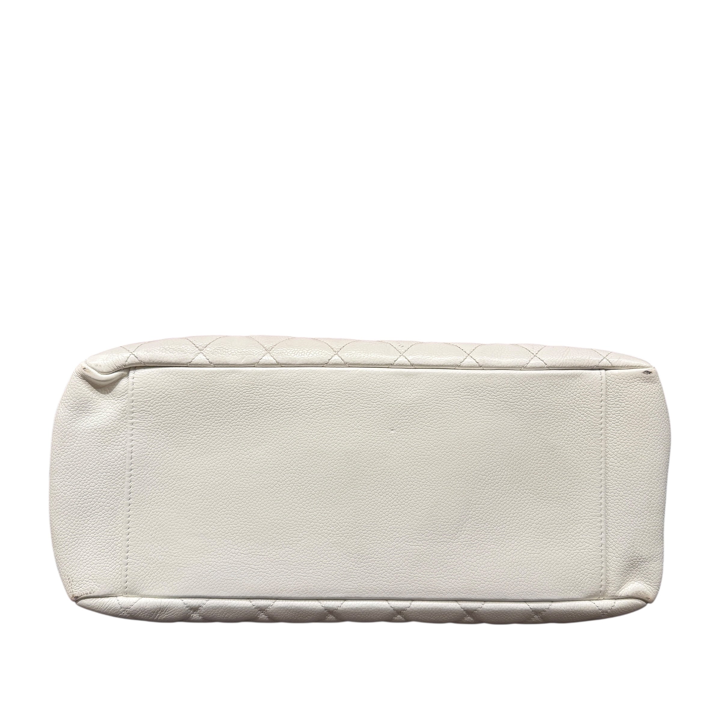 Chanel Caviar Quilted Grand Shopping Tote GST White