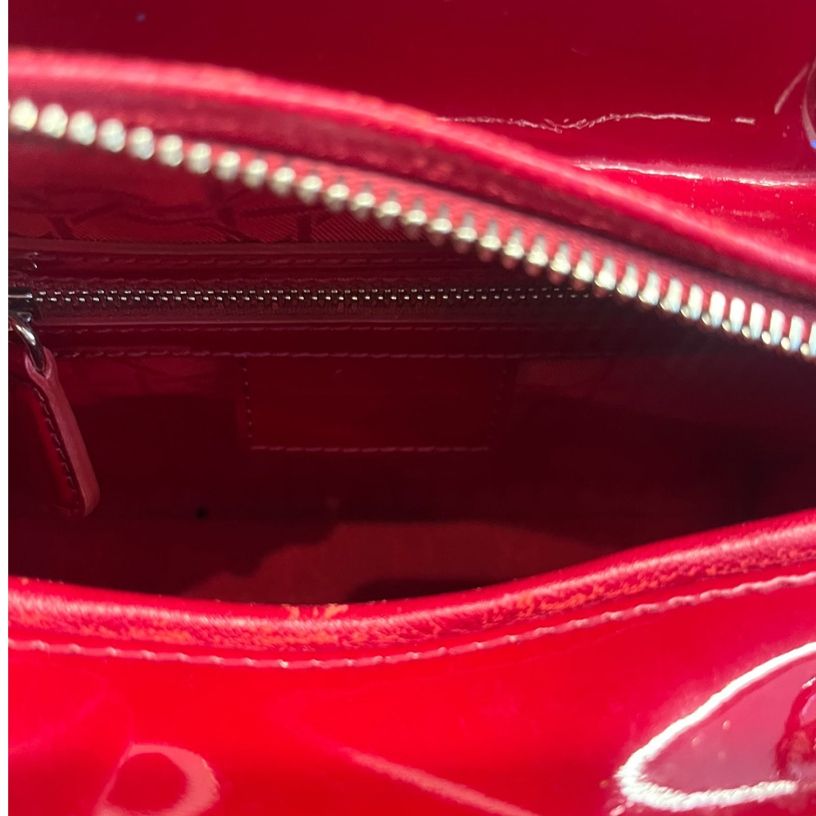 Dior Lady Dior Hand bag with patent red leather small size