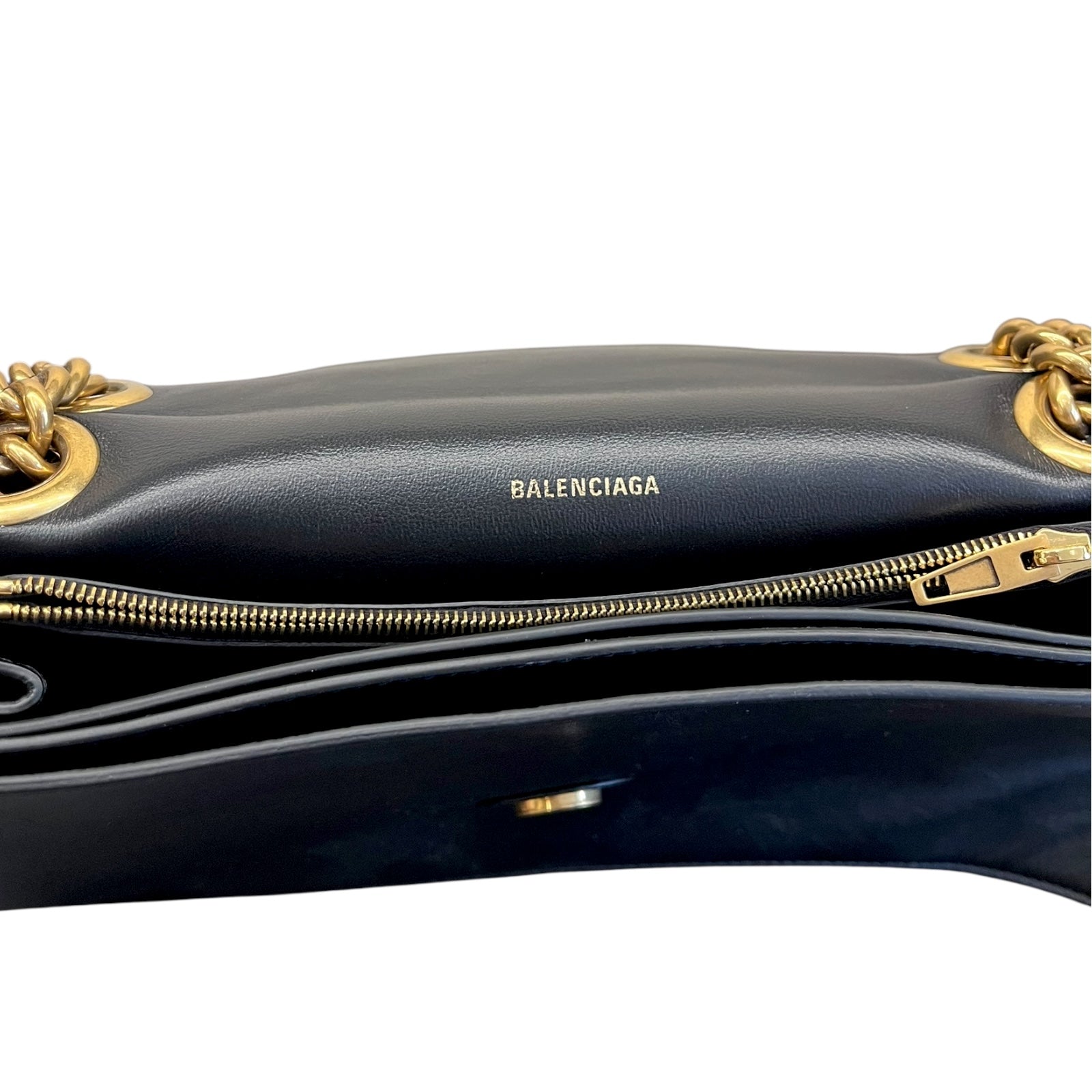 Balenciaga Crush Large Shoulder Bag with Gold Chain