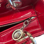 Dior Lady Dior – Borsa A Mano Small In Pelle Verniciata Rossa