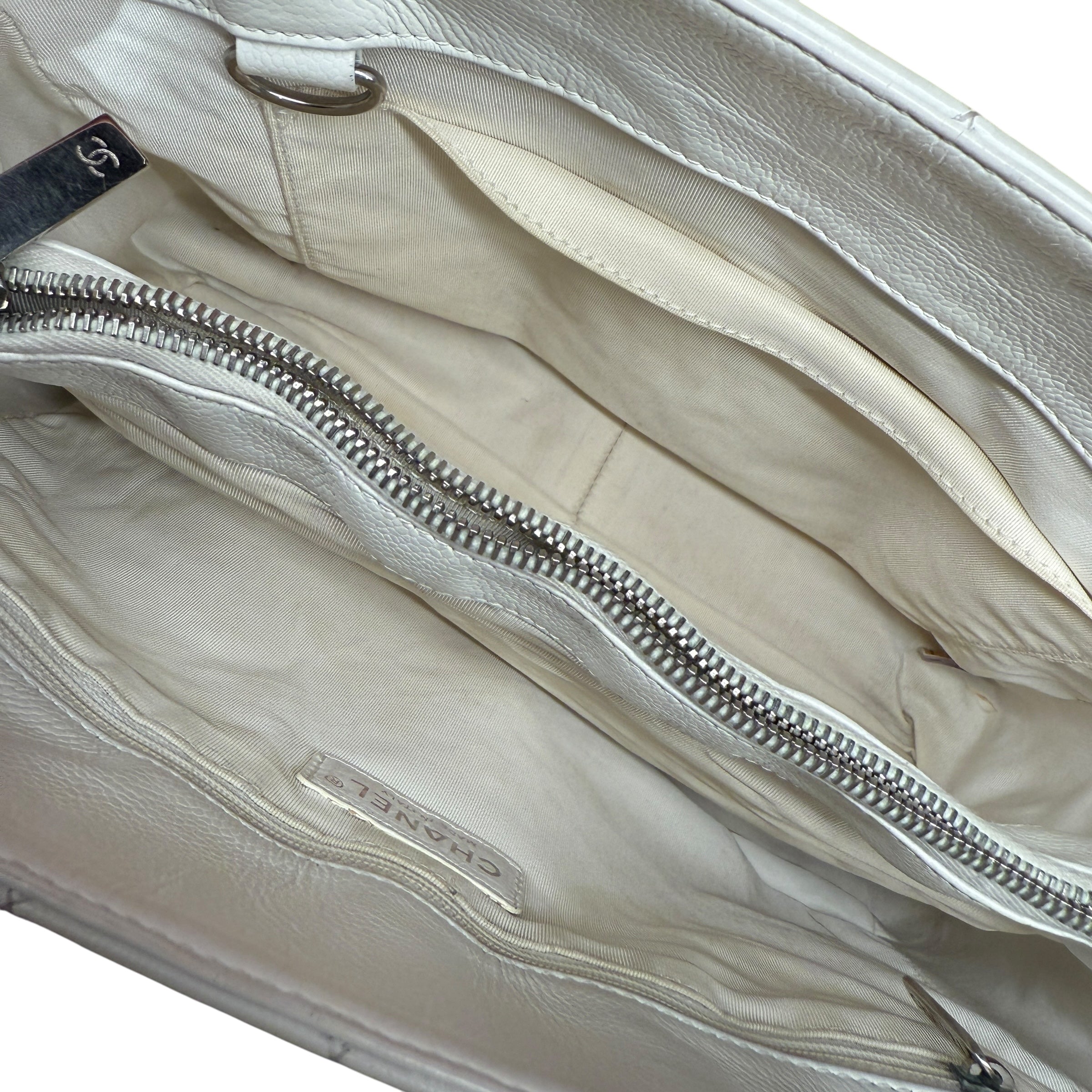 Chanel Caviar Quilted Grand Shopping Tote GST White