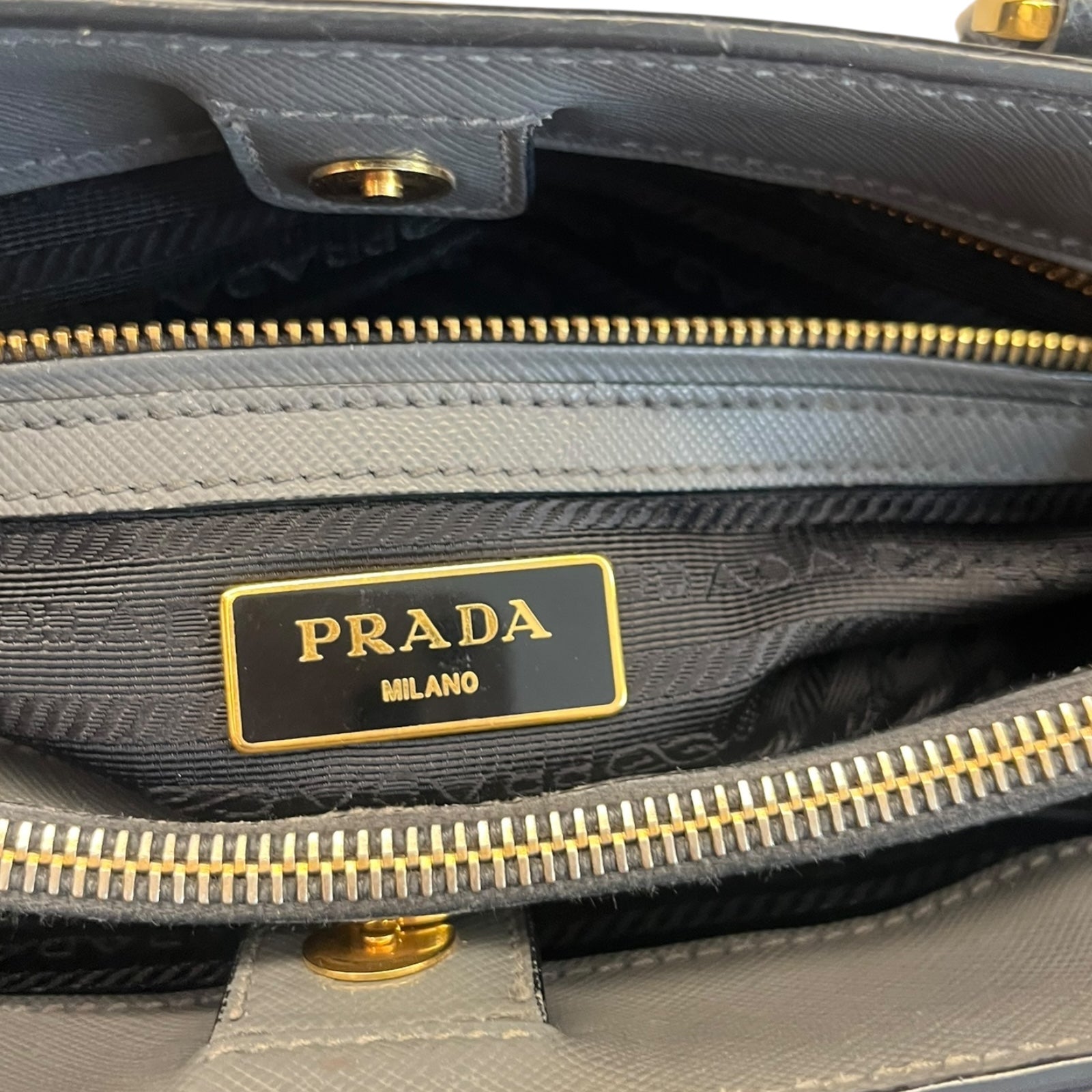 Prada Galleria Shoulder Bag in Grey and Black color Medium size